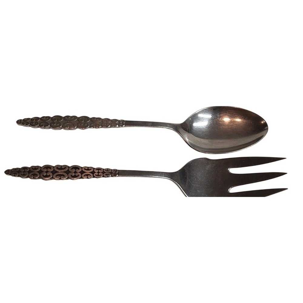 International Silver Lyon 2 pc ROMANESQUE Stainless Scrolls Serving Spoon & Fork